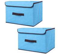 NCRGB Boite de Rangement avec Couvercle,Boite Rangement Tissu,Cube de Rangement tissu,Pliantes,Boîtes de Rangement pour placards,Vêtements,Penderies,Jouets (36×23×24cm/2pack, Bleu)