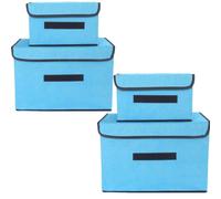 NCRGB Boite de Rangement avec Couvercle,Boite Rangement Tissu,Cube de Rangement tissu,Pliantes,Boîtes de Rangement pour placards,Vêtements,Penderies,Jouets (4pack:26cm/2pack+36cm/2pack, Bleu)