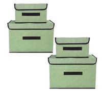 NCRGB Boite de Rangement avec Couvercle,Boite Rangement Tissu,Cube de Rangement tissu,Pliantes,Boîtes de Rangement pour placards,Vêtements,Penderies,Jouets (4pack:26cm/2pack+36cm/2pack, Vert)
