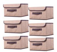 NCRGB Boite de Rangement avec Couvercle,Boite Rangement Tissu,Cube de Rangement tissu,Pliantes,Boîtes de Rangement pour placards,Vêtements,Penderies,Jouets (26×19×16cm/6pack, Beige Jaune)