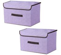 NCRGB Boite de Rangement avec Couvercle,Boite Rangement Tissu,Cube de Rangement tissu,Pliantes,Boîtes de Rangement pour placards,Vêtements,Penderies,Jouets (36×23×24cm/2pack, Violet)