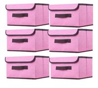 NCRGB Boite de Rangement avec Couvercle,Boite Rangement Tissu,Cube de Rangement tissu,Pliantes,Boîtes de Rangement pour placards,Vêtements,Penderies,Jouets (26×19×16cm/6pack, Rose)