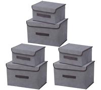 NCRGB Boite de Rangement avec Couvercle,Boite Rangement Tissu,Cube de Rangement tissu,Pliantes,Boîtes de Rangement pour placards,Vêtements,Penderies,Jouets (6pack:26cm/3pack+36cm/3pack, Gris)