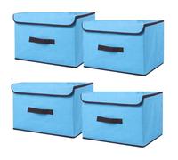NCRGB Boite de Rangement avec Couvercle,Boite Rangement Tissu,Cube de Rangement tissu,Pliantes,Boîtes de Rangement pour placards,Vêtements,Penderies,Jouets (36×23×24cm/4pack, Bleu)