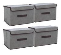 NCRGB Boite de Rangement avec Couvercle,Boite Rangement Tissu,Cube de Rangement tissu,Pliantes,Boîtes de Rangement pour placards,Vêtements,Penderies,Jouets (36×23×24cm/4pack, Gris)