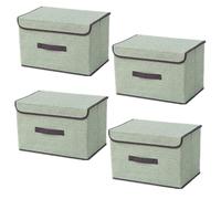 NCRGB Boite de Rangement avec Couvercle,Boite Rangement Tissu,Cube de Rangement tissu,Pliantes,Boîtes de Rangement pour placards,Vêtements,Penderies,Jouets (36×23×24cm/4pack, Vert)