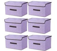 NCRGB Boite de Rangement avec Couvercle,Boite Rangement Tissu,Cube de Rangement tissu,Pliantes,Boîtes de Rangement pour placards,Vêtements,Penderies,Jouets (36×23×24cm/6pack, Violet)