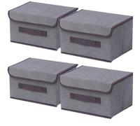 NCRGB Boite de Rangement avec Couvercle,Boite Rangement Tissu,Cube de Rangement tissu,Pliantes,Boîtes de Rangement pour placards,Vêtements,Penderies,Jouets (26×19×16cm/4pack, Gris)