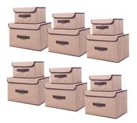 NCRGB Boite de Rangement avec Couvercle,Boite Rangement Tissu,Cube de Rangement tissu,Pliantes,Boîtes de Rangement pour placards,Vêtements,Penderies,Jouets (12pack:26cm/6pack+36cm/6pack, Beige Jaune)