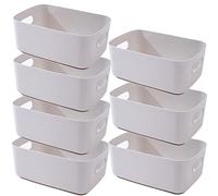 NCRGB Lot de 7 paniers de rangement en plastique avec poignées - 20 x 14,7 x 7 cm - Organiseur pour armoire de cuisine de salle de bain - Panier de rangement pour cuisine, salle de bain (gris)