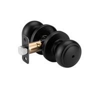 NCSEN Boutons de porte de salle de bain noir mat avec trou de verrouillage de déverrouillage, bouton de porte côtier avec rosace ronde en aluminium pour salle de bain et chambre à coucher