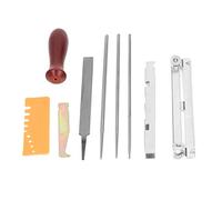 NDNCZDHC Kit d'affûtage pour tronçonneuse 10 pièces pour atelier de jardin, aiguiseur de tronçonneuse avec poignée en bois dur, support de guidage d'angle et sac à outils