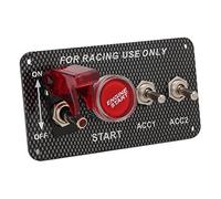 NDNCZDHC Panneau De Commutateur à Bouton-poussoir, Kit De Panneau De Commutateur D'allumage 12 V 40 A Avec Bouton De Démarrage du Moteur En Alliage D'aluminium De Style Fibre De Carbone Universel Pour
