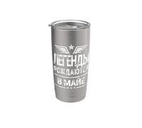 Né en mai Anniversaire Russie Proverbes russes Gobelet isotherme en acier inoxydable double paroi