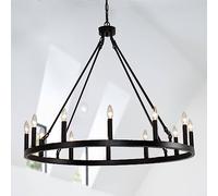 NEAFP Lustre en roue de chariot de style bougie noir à 12 lumières, lustre rond en roue de chariot, luminaires d'extérieur pour porche, lustres modernes en roues de chariot pour salon, couloir, hall