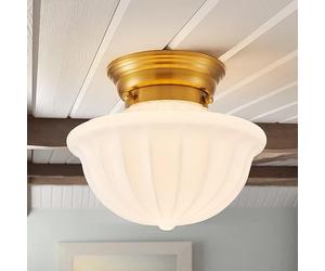 NEAFP Plafonnier moderne, plafonnier semi-encastré pour école, verre de lait opale, lumière vintage pour chambre de ferme, salle de bain, couloir (doré - 22,9 cm) HGCHH