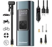 Neakhmer Gonfleur Pneus Voiture Compresseur Air: Mini Compresseur À Air Portatif 150PSI,6000mAh Pompe À Vélo Électrique 12V pour Voiture Vélo Et Moto