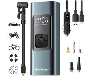 Neakhmer Gonfleur Pneus Voiture Compresseur Air: Mini Compresseur À Air Portatif 150PSI,6000mAh Pompe À Vélo Électrique 12V pour Voiture Vélo Et Moto