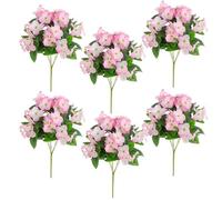 Nearly Natural Lot de 6 buissons d'hortensia artificiels résistants aux UV (intérieur/extérieur) 35,6 cm