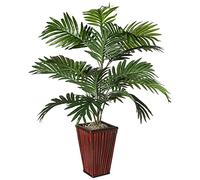 NearlyNatural Presque Naturel 6675 Areca Palm avec Vase en Bambou décoratifs Plante en Soie, Vert
