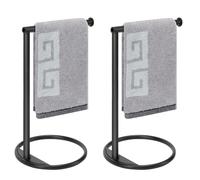 NearMoon Lot de 2 porte-serviettes en métal épais en forme de L, petit anneau de serviette, barre de serviette stable autoportante pour salle de bain, cuisine, coiffeuse, comptoir, 20,3 x 35,6 cm (l x