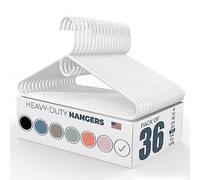 Neaties Heavy Duty Plastic Hangers with Accessory Hook, Heavy Duty Plastic Non Slip Clothes Hangers for Suits, Coats, Dress, Shirts, Or Belts, White 36pk