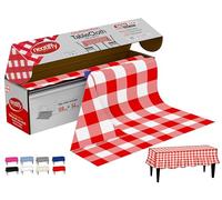 Neatiffy 137 CM x 32.9 M Jetable en Plastique Rouleau De Nappe, Équivalent À 12 Paquets De Pique-Nique, Rouge Vichy
