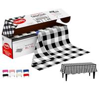 Neatiffy Jetable en Plastique Rouleau De Nappe, Équivalent à 12 Paquets de Pique-Nique, Vichy Noir