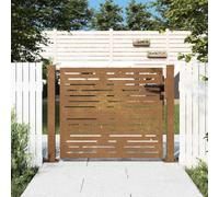 Nebuln Portail de jardin en acier Corten - 110 x 80 cm - Design rouille - Porte à une battante avec largeur réglable - Verrouillable - Clôture stable pour jardin, allée de cour