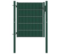 Nebuln Porte de clôture en PVC et acier - 100 x 100 cm - Vert - Avec 2 poteaux - Verrouillable - Largeur réglable 97-102 cm - Porte de jardin stable pour accès à la propriété et au jardin