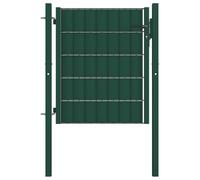 Nebuln Porte de clôture en PVC et acier - 100 x 81 cm - Vert - Avec poteaux et charnières - Verrouillable avec 3 clés - Largeur réglable - Idéal pour l'entrée de jardin et l'accès au terrain