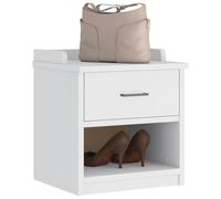 Nebuln Sandnes Banc de couloir blanc 45 x 40 x 50 cm en pin massif avec espace de rangement, tiroir et étagère ouverte, banc pour couloir, entrée, vestiaire, banc à chaussures avec vernis UV