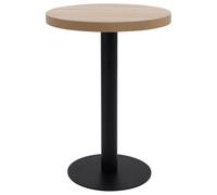 Nebuln Table de bistro marron clair en MDF avec structure en acier 60 cm de diamètre 75 cm de hauteur pour salle à manger, salon, terrasse, balcon, table à manger compacte pour 2 personnes