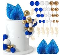 NEBURORA Lot de 64 mini ballons pour décoration de gâteaux, boules, décorations de gâteaux pour baby shower, décorations de gâteaux d'anniversaire (bleu or)