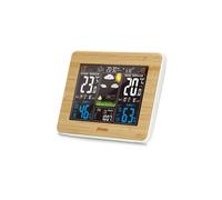 NEDIS Alecto WS-1560 Station météo 3-en-1 avec capteur extérieur sans fil 100 m Cadre bambou Blanc écran LCD 5,7