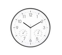 Nedis Horloge Murale 30 cm avec Thermomètre Hygromètre Mouvement Silencieux Blanc / Noir