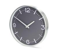 NEDIS Horloge Murale analogique, Mouvement à Quartz Silencieux, sans tic-tac, Cadre en Aluminium Moderne pour la Maison et Le Bureau, Facile à Lire, diamètre de 30 cm - Argenté/Gris