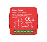 Nedis Interrupteur Connecté Zigbee 3.0 Double 2x100W sans Neutre Vocal Rouge