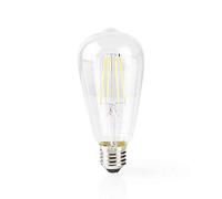 NEDIS LED SmartLife à intensité variable - Wi-Fi - E27-500 lm - 5 W - Blanc Chaud - 2700 K - Verre - Android/IOS - ST64-1 pièces
