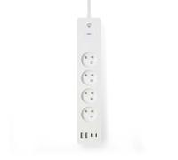 Nedis Multiprise Connectée Wi-Fi 4 Sorties 3680W 2m avec 4 Ports USB Blanc