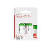 Nedis Piles rechargeables BANM40HR202B NiMH C 1,2 V 4000 mAh HR20 préchargées Lot de 2