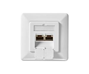 Nedis Prise Réseau Murale Double Ports Femelle Ethernet Rj45 Cat6 Encastrable Blanc