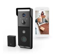 Nedis WIFICDP31BK | Sonnette Vidéo Wi-FI à Double Objectif | 4MP 1080p | Grand Angle 115° | Vision Nocturne Couleur | Audio Bidirectionnel | Détection de Mouvement | Batterie 4400 mAh | Noir