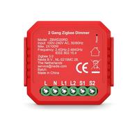 Nedis ZBWD20RD SmartLife Zigbee 3.0 Commutateur d'alimentation 2 x 100 W Application de raccordement Disponible pour Android/iOS, 200 W, Rouge, 17.00