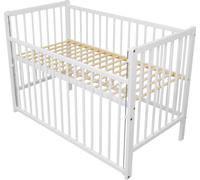 Need Sleep Lit Bébé Martin 120x60 cm Réglable en Hauteur - Barrière Latérale Abaissable - Lit d'Appoint Bébé Lit Blanc