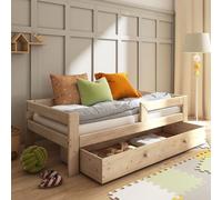 Need Sleep Lit d'enfant Lit d'adolescent avec tiroir Coffre de lit Protection antichute Sommier à lattes en bois massif, 90x180 cm