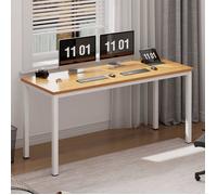 NEED Table d'ordinateur 120 x 60 x 75 cm, bureau, bureau, table de conférence, plateau en teck et cadre blanc