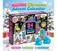 NeeDoh Calendrier de l'Avent de Noël 2026, poupée anti-stress 3D en PVC, boîte surprise avec compte à rebours de 24 jours, jouet anti-stress à presser 24 Days-box