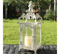 NEEDOMO Lanterne à Bougie décorative à Suspendre, Lanterne de Table Vintage en métal pour extérieur, terrasse, décoration d'intérieur Rustique, bougeoirs avec Verre Transparent (Blanc)