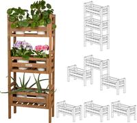 needs&wants® 3 fois multifonctionnel : support de plantes support de fleurs en bois résistant aux intempéries pour Indoor Outdoor Balcon Jardin, étagère de plantes escalier de fleurs